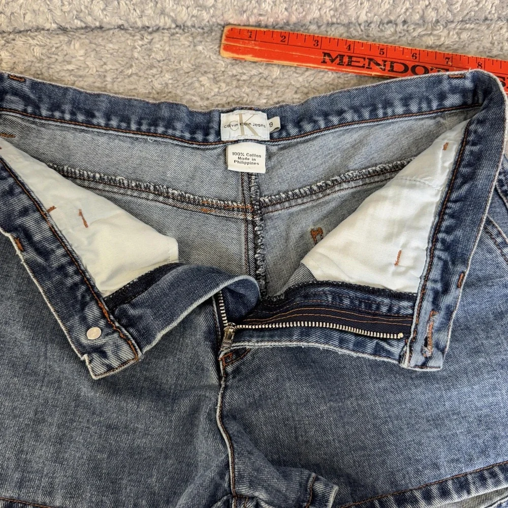 Calvin Klein Jeans Shorts Womens Size 9 Blue Denim High‎ Rise Vintage Style 90s